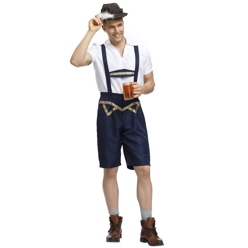 Herren nan traditionelle Oktoberfest Lederhose kurz mit verstellbaren Trägern und Zierstickerei Echo Archiv
