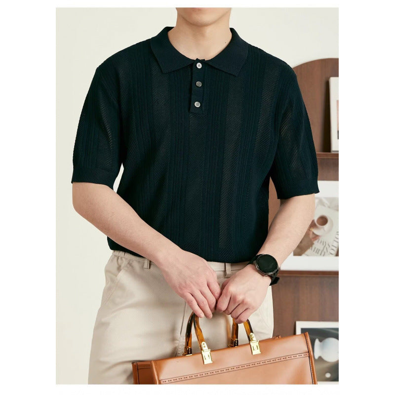 Herren Kurzarm Strick-Polo-Shirt Echo Archive