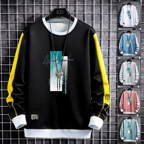 Herren Sportlich‑urbanes Rundhals‑Sweatshirt mit Kontrastärmeln, gerippten Bündchen & frontalem Grafikprint Echoarchiv