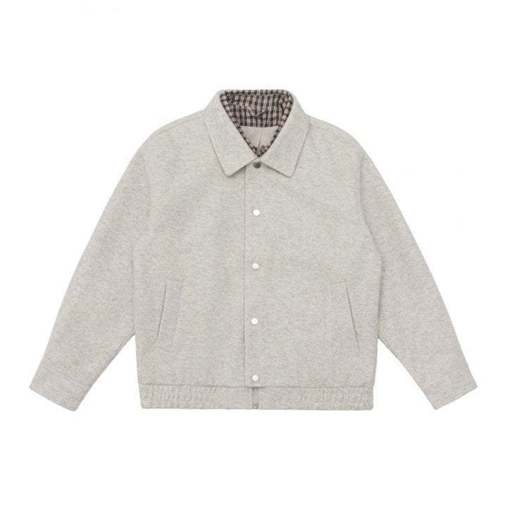 Herren Kurz geschnittene Wollmix-Fieldjacke mit karierter Innenfütterung und Druckknopfleiste Echo Archiv