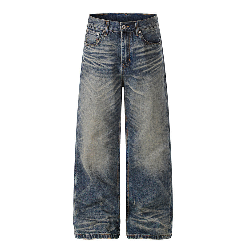 Damen Hochtaillierte weite Denim-Culotte mit Used‑Wash und ausgestellter Silhouette Echoarchiv
