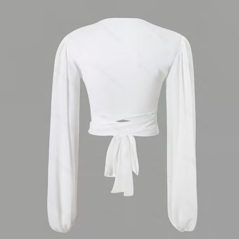 Damen Wickelbluse mit langem Arm und elegantem V-Ausschnitt Echo Archiv