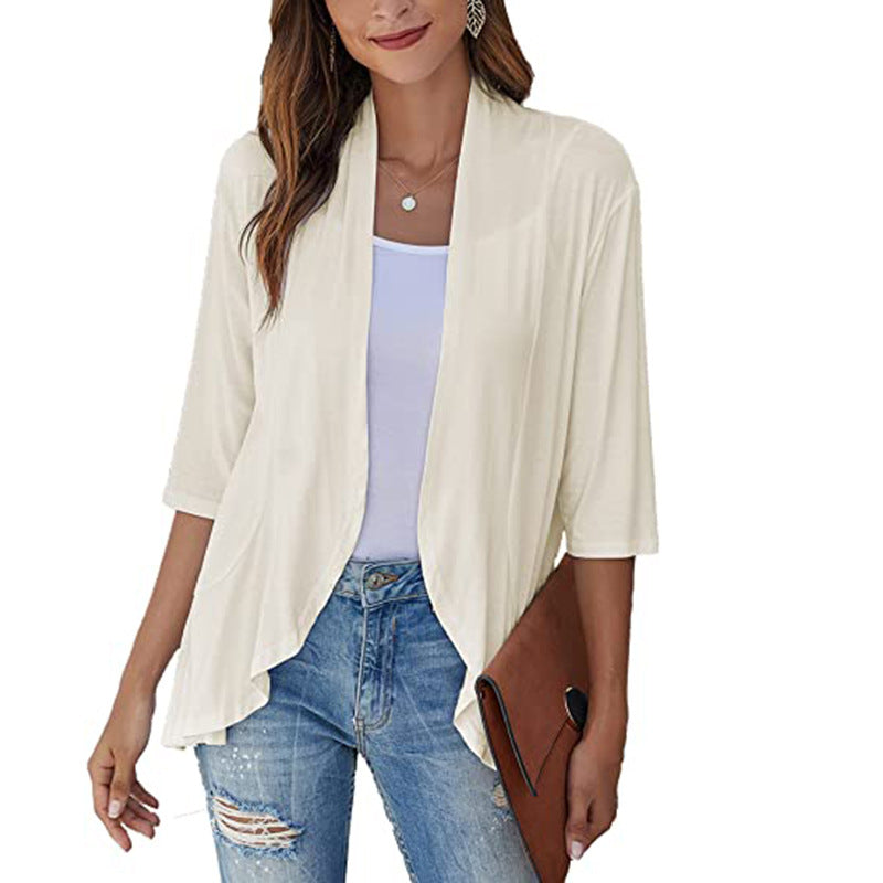 Damen Leichte Chiffonjacke mit Offenen Fronten und 3/4-Ärmeln Echoarchiv