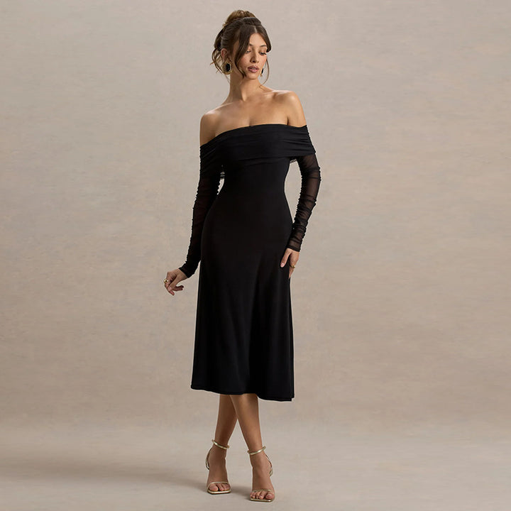 Damen Off-Shoulder Maxikleid mit eleganten Rüschen Echo Archiv
