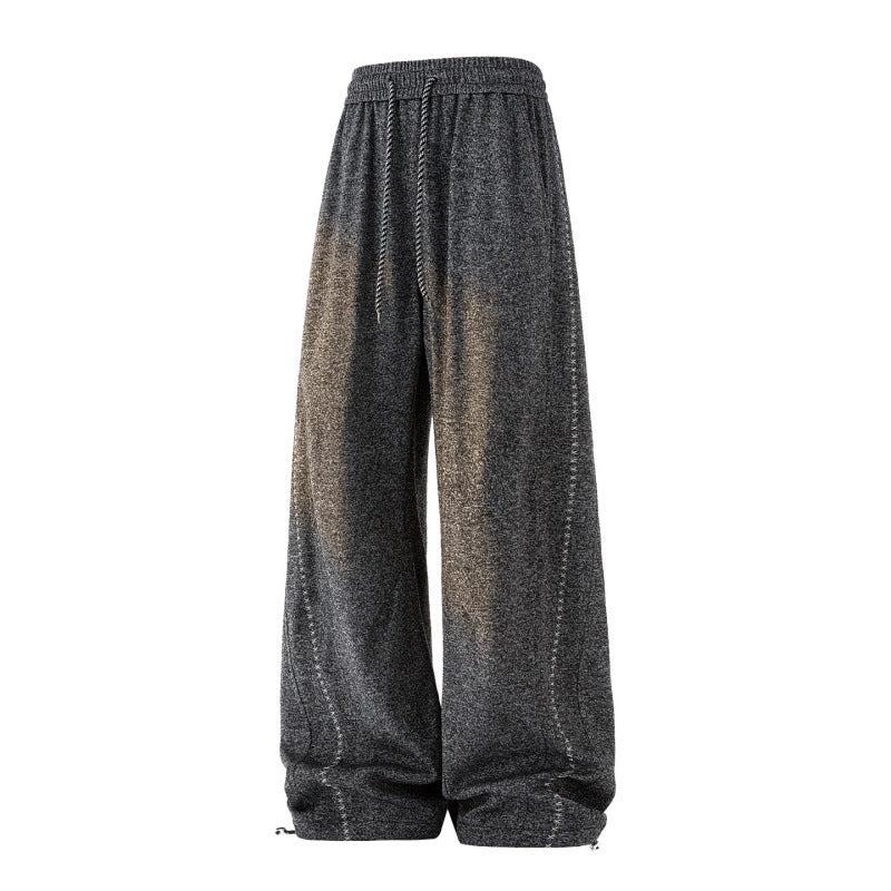 Damen Weite Lounge‑Hose aus Sweatstoff mit Kordelzug, Ziernähten und elastischem Bund Echoarchiv