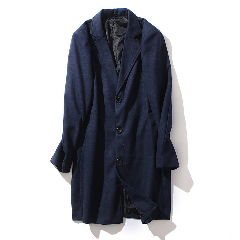 Herren nan taillierter Wollmantel mit schmaler Silhouette, klassischem Revers und verdeckter Knopfleiste Echo Archiv