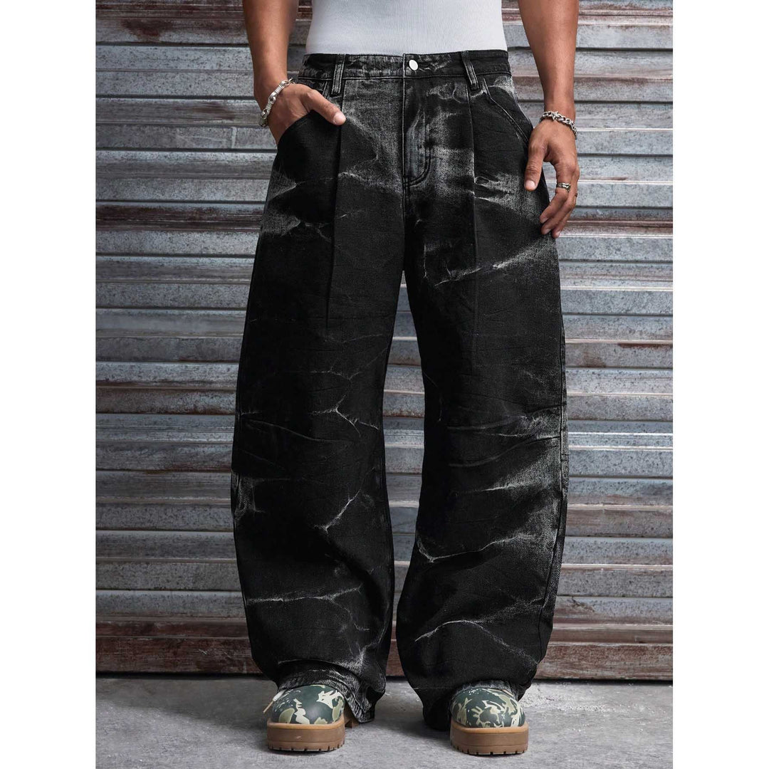 Herren Weit geschnittene Denim-Hosen mit besonderem Waschungseffekt Echoarchiv