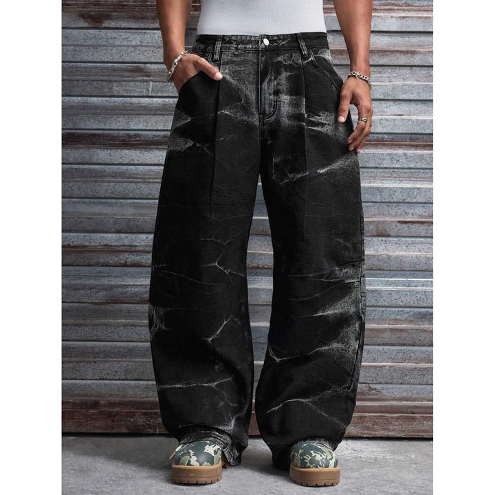 Herren Weit geschnittene Denim-Hosen mit besonderem Waschungseffekt Echoarchiv
