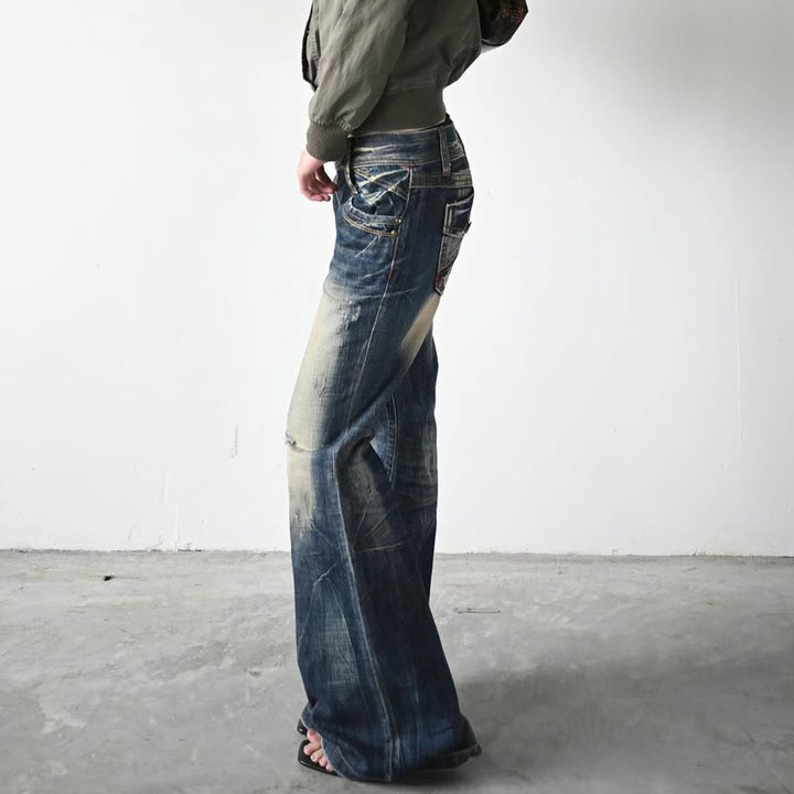 Damen Flared Jeans mit modischem Used-Look Echo Archiv