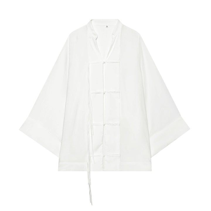 Damen Kimono-Capejacke mit Chinaknopfverschluss und langen Quasten Echo Archiv