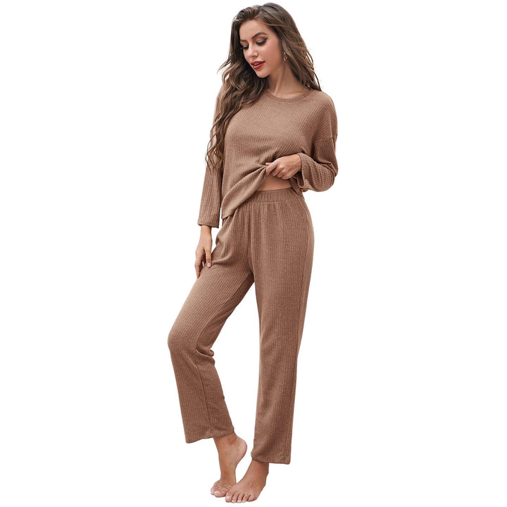 Damen lässiges Langarm-Pyjama-Set mit elastischem Bund und weichem Stoff Echoarchiv