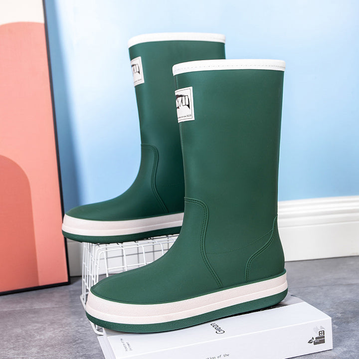 Damen Mittelhohe Plateau-Regenstiefel mit wasserfester Vollgummi-Konstruktion Echoarhiv