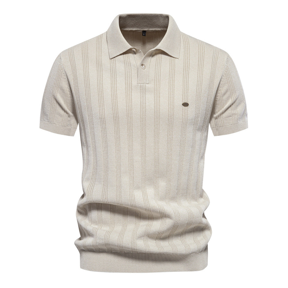 Herren Kurzarm Polo-Shirt mit strukturiertem Streifenmuster Echoarchiv