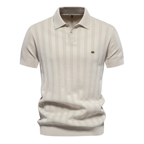 Herren Kurzarm Polo-Shirt mit strukturiertem Streifenmuster Echoarchiv
