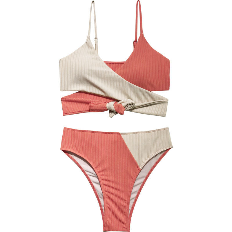 Damen Rippmuster Bikini-Set mit verstellbaren Trägern Echo Archiv