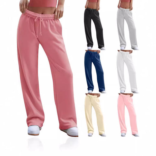 Damen weite Komfort-Loungehose mit hochgeschnittener Taille, elastischem Bund und Kordelzug – Avélisse