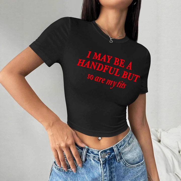 Damen Crop-T-Shirt mit witzigem Schriftzug Echo Archiv
