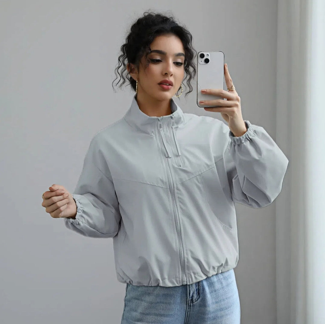 Damen Lässige Oversize-Blousonjacke mit Ballonärmeln Echoarchiv