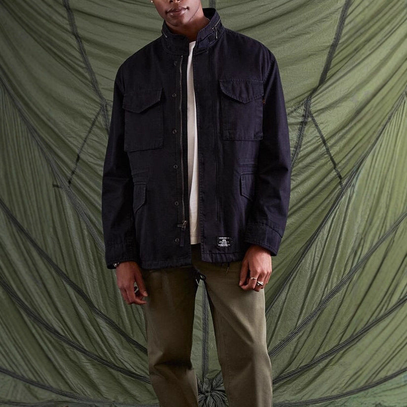 Herren lässige Utility-Jacke mit praktischen Taschen und hohem Kragen Echoarchiv
