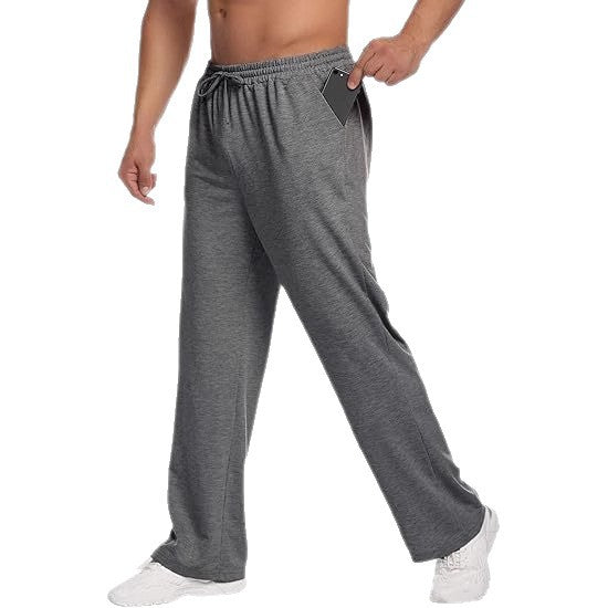 Herren locker fallende Loungehose aus softem Jersey mit Kordelzug, elastischem Bund und geradem Bein – Sorevano