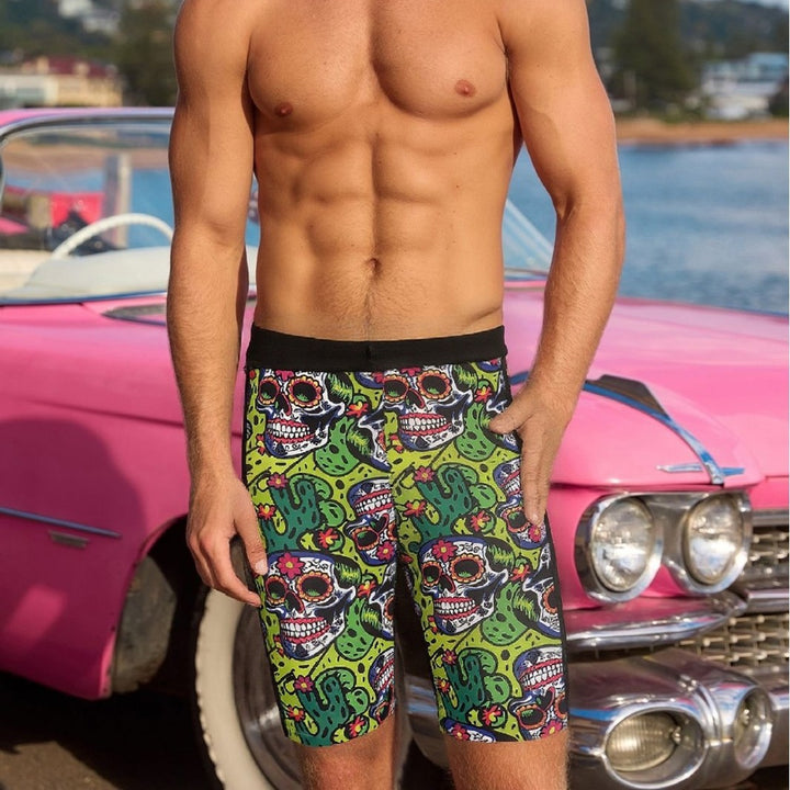 Herren Badeshorts mit kreativem Totenkopf-Design und elastischem Bund Echo Archiv