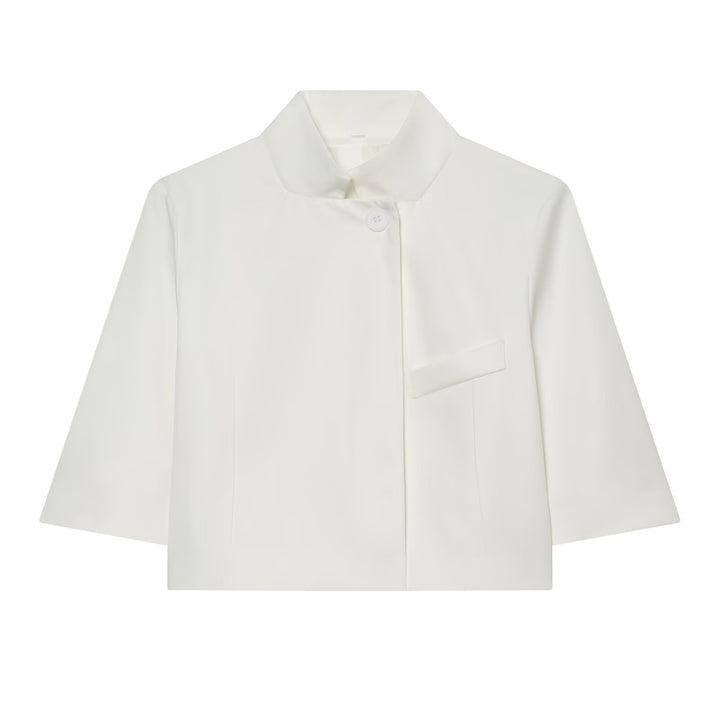 Damen Kurzgeschnittene Boxy-Jacke mit Stehkragen und Dreiviertelärmeln Echo Archiv