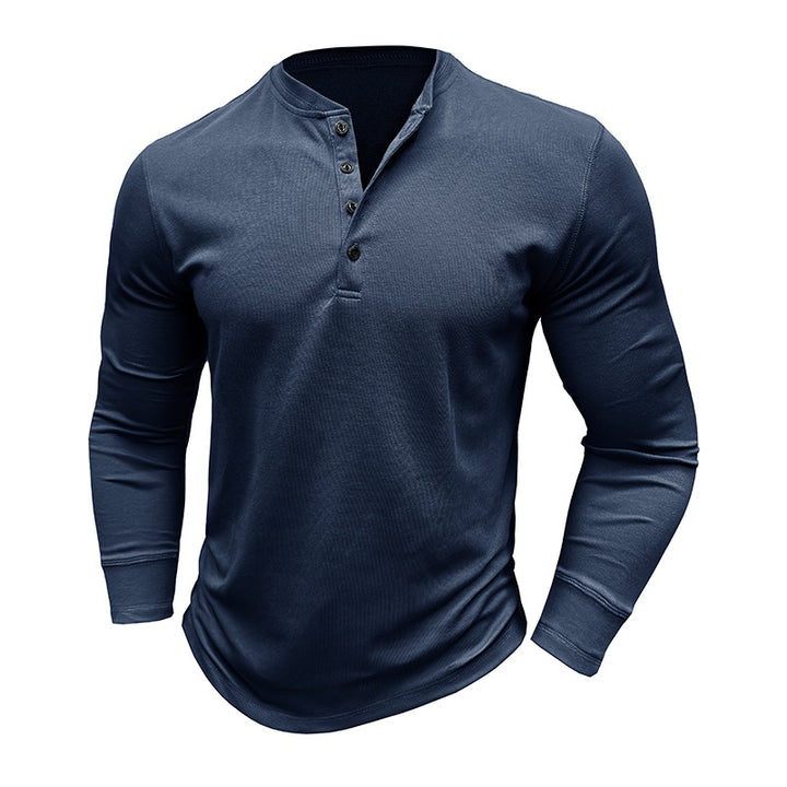 Herren Langarmshirt mit Knopfleiste und weichem Stoff Echoarchiv
