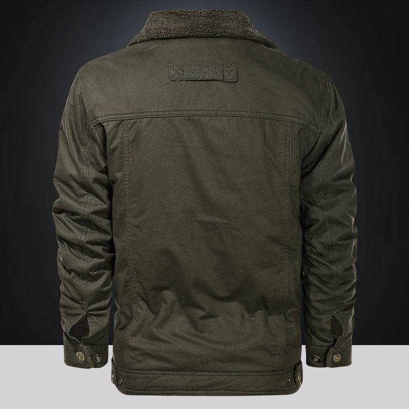 Herren nan gefütterte Canvas-Fieldjacke mit Teddyfutter, Brustklappe und Druckknopffront Echo Archiv