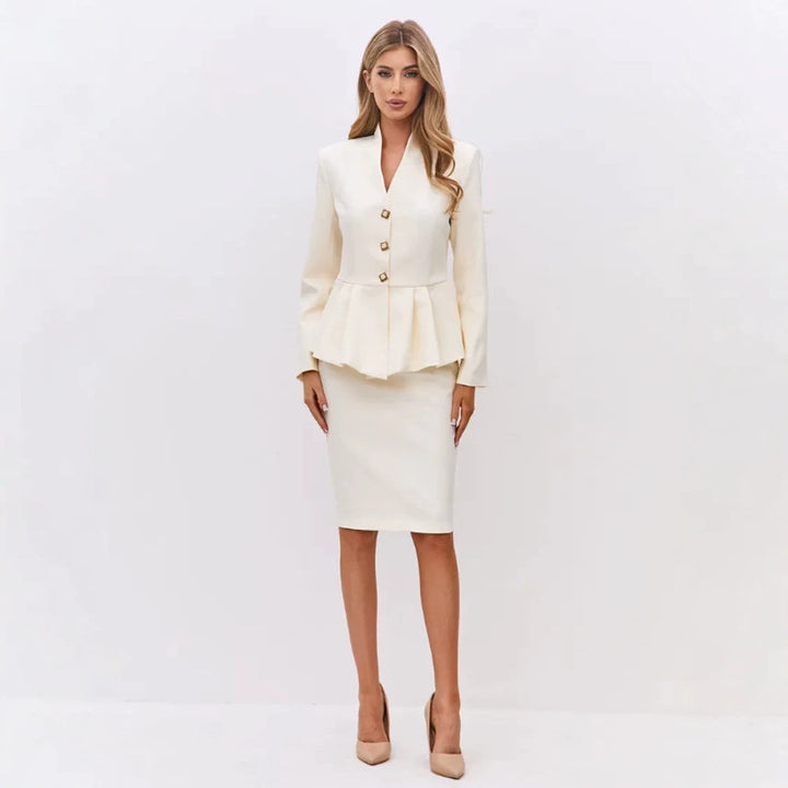 Damen Taillierter Blazer mit Peplum und Bleistiftrock Echoarchiv