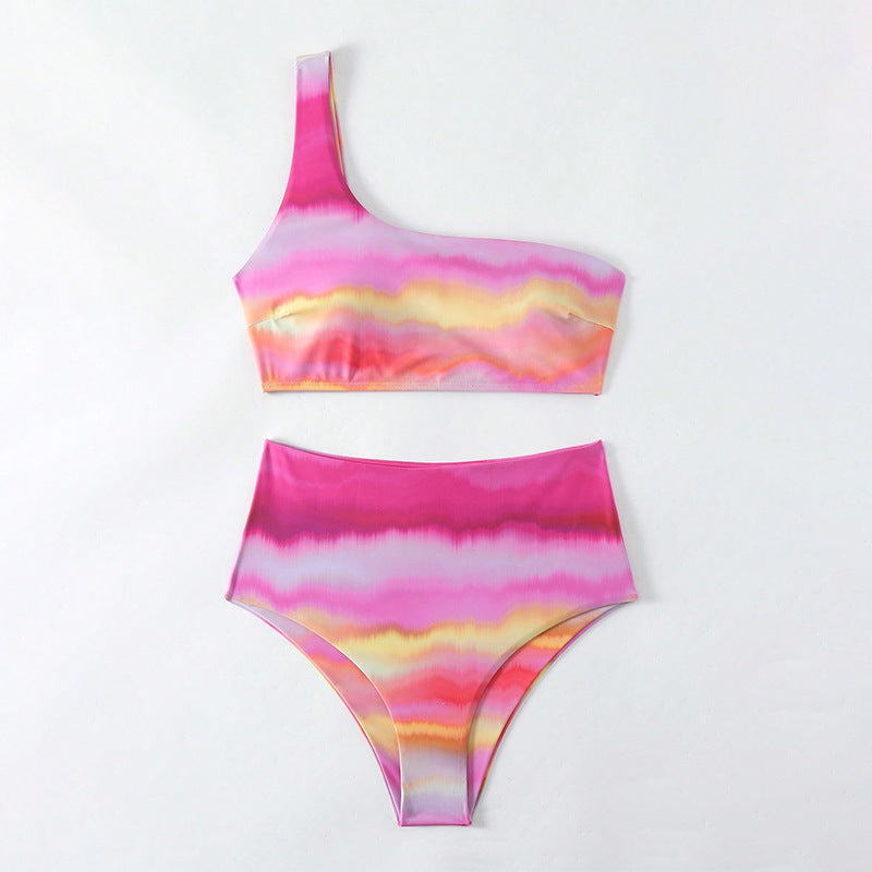 Damen Hochgeschnittenes Bikini-Set mit asymmetrischem Oberteil Echo Archiv