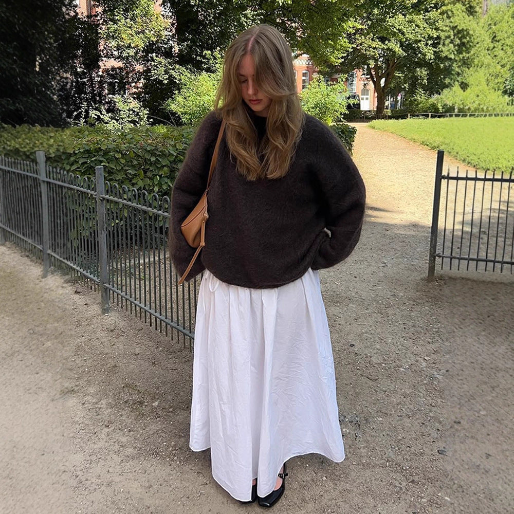Damen Denim-Midirock mit hoher Taille, Frontschlitz und geradem Schnitt Echoarchiv