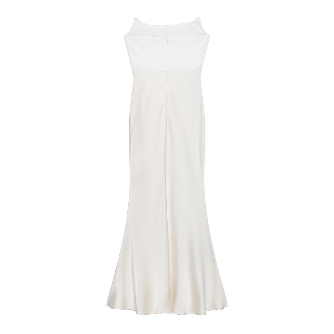 Damen langes Satin Abendkleid mit elegantem Drapé Echo Archiv