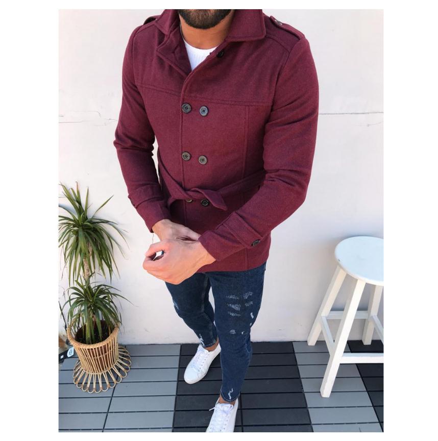 Herren modische Designerjacke mit doppeltem Reihenverschluss und Gürtel Echoarchiv