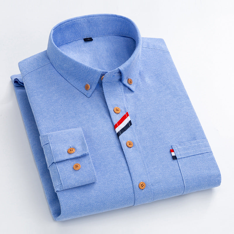 Herren Chambray Hemd mit strukturiertem Gewebe und stilvollen Kontrastdetails Echoarchiv