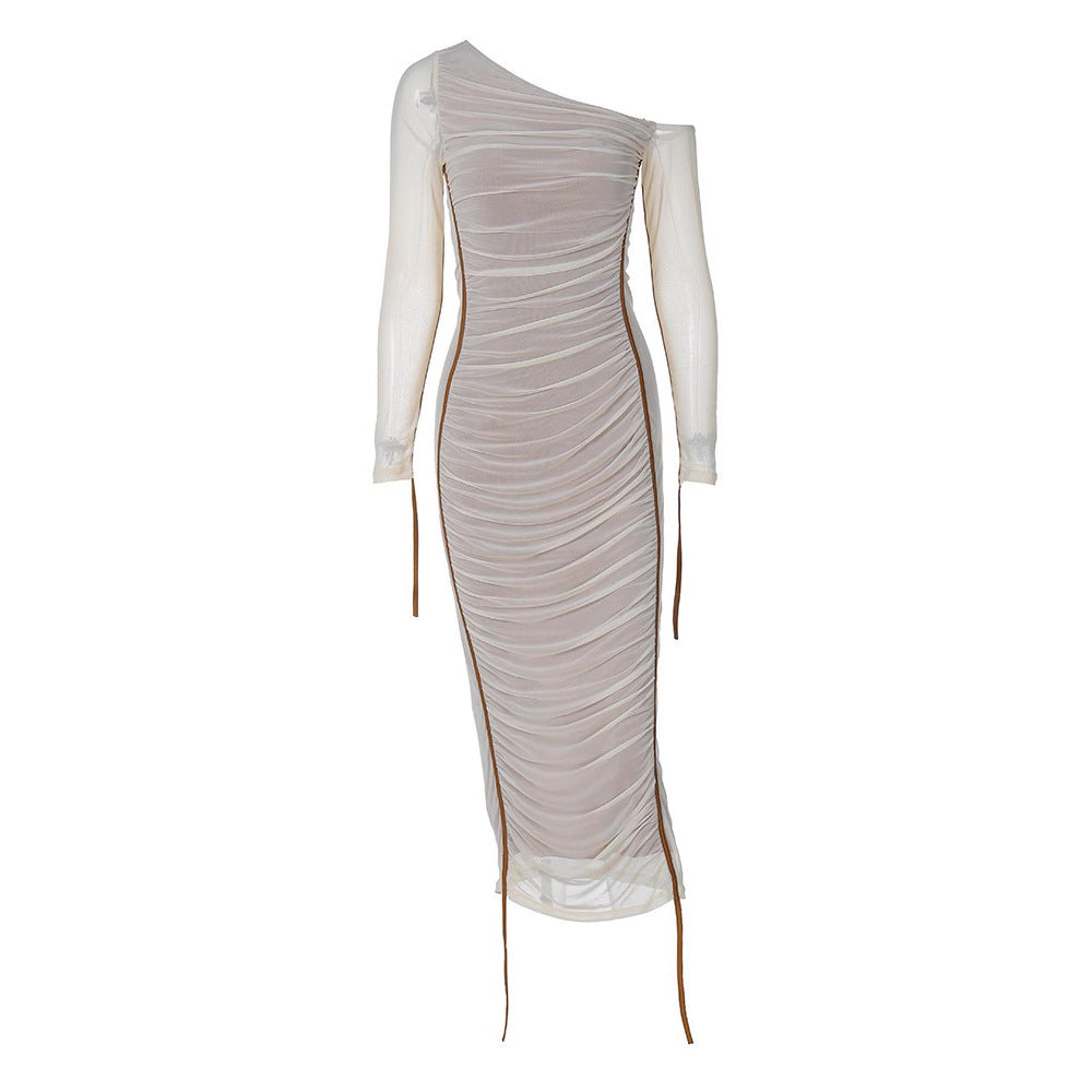 Damen Elegantes One-Shoulder Kleid mit Rüschen Echo Archiv