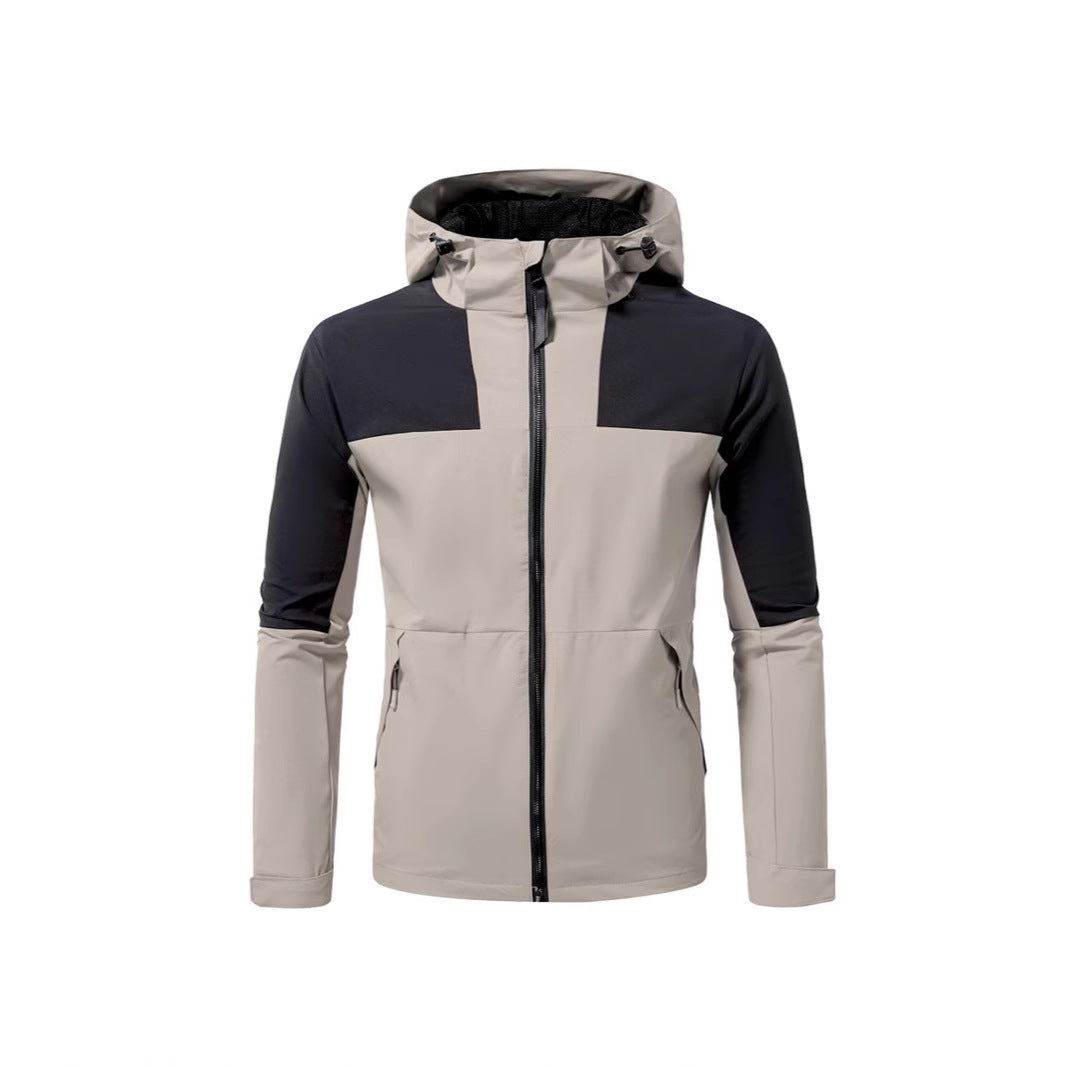 Herren Windbreaker Jacke mit verstellbarem Kapuzenkragen und seitlichen Taschen Echoarchiv