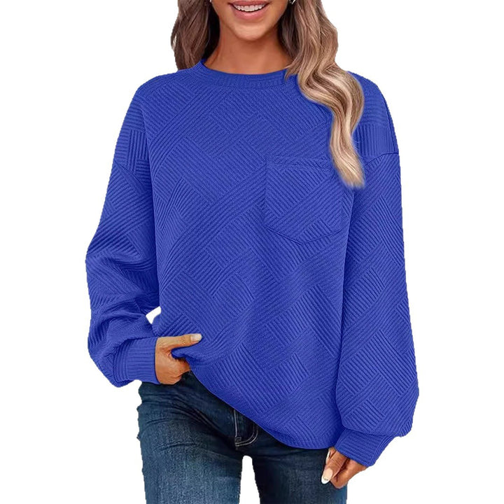 Damen Oversize Strukturstrick-Pullover mit Brusttasche Echoarchiv