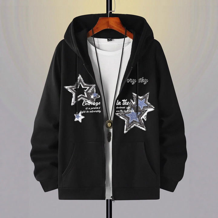 Herren Kapuzenjacke mit praktischem Reißverschluss und stylischem Sternenmotiv Echoarchiv