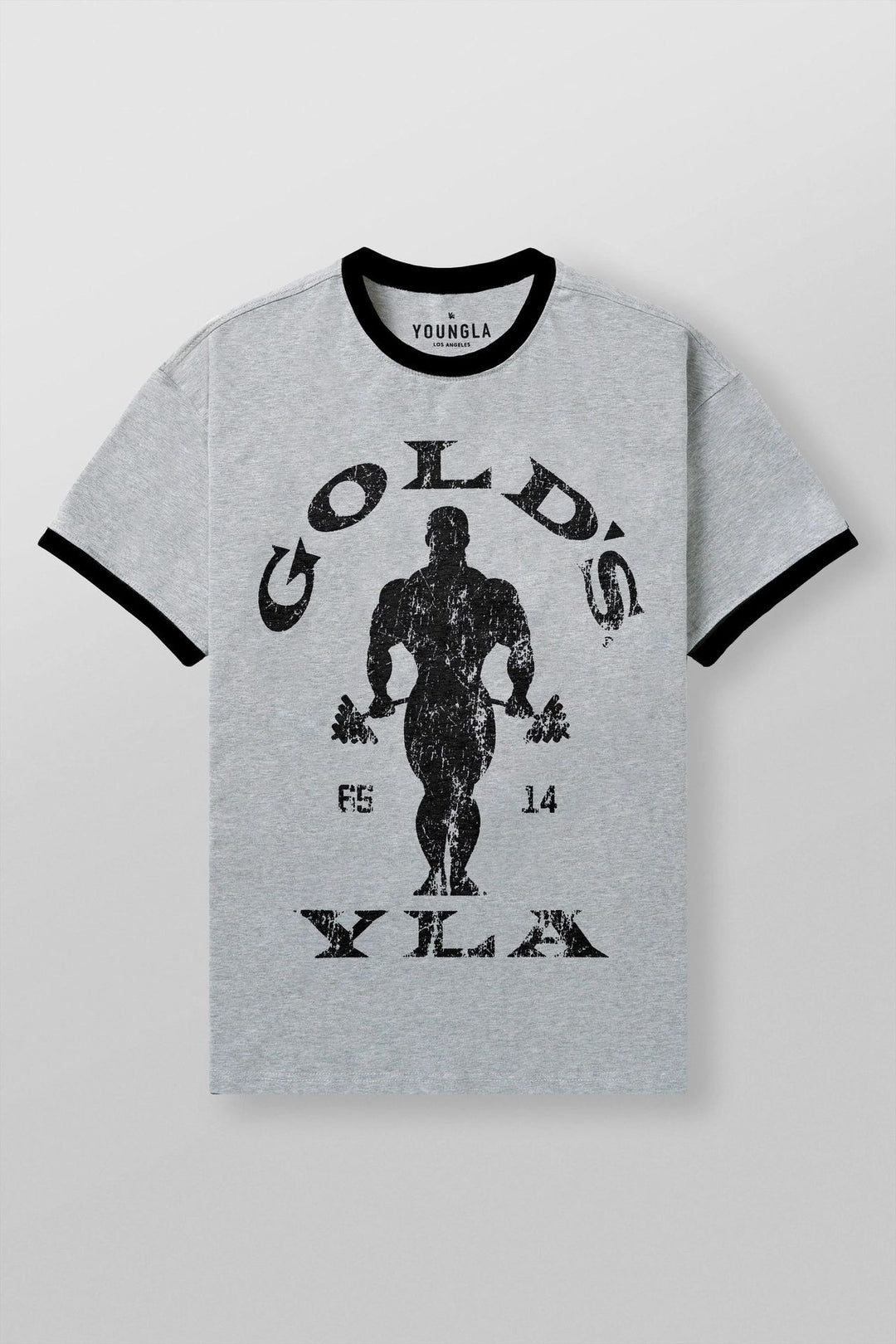 Herren nan Vintage Trainingsshirt mit Rundhalsausschnitt Kontrastbündchen und Retro-Bodybuilding-Druck Echo Archiv