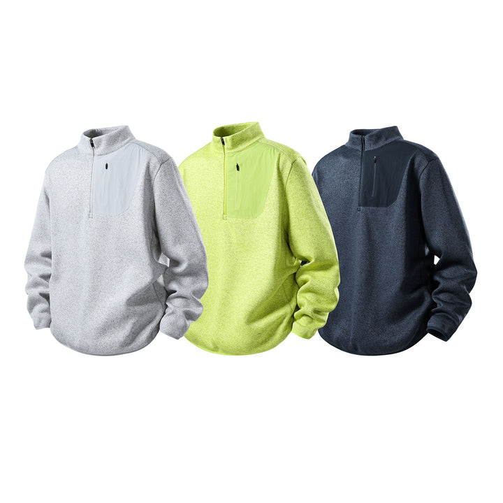 Herren Fleece-Halbzip-Pullover mit Stehkragen, Brustreißverschlusstasche und Relaxed-Fit Echo Archiv