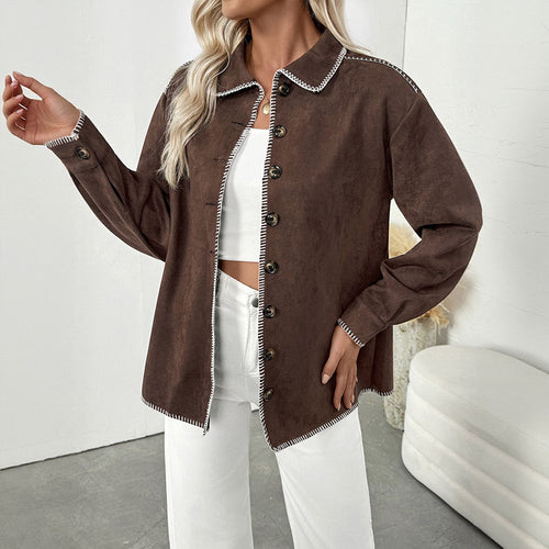 Damen Elegantes Overshirt aus Velourslederimitat Echo Archiv