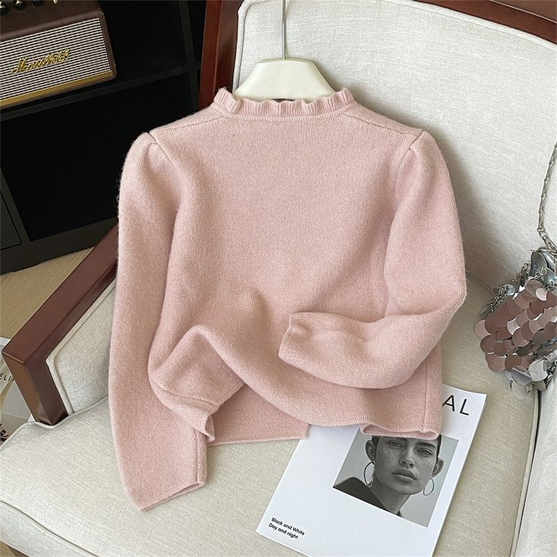 Damen Elegante Strickjacke mit Rüschendetail Echo Archiv