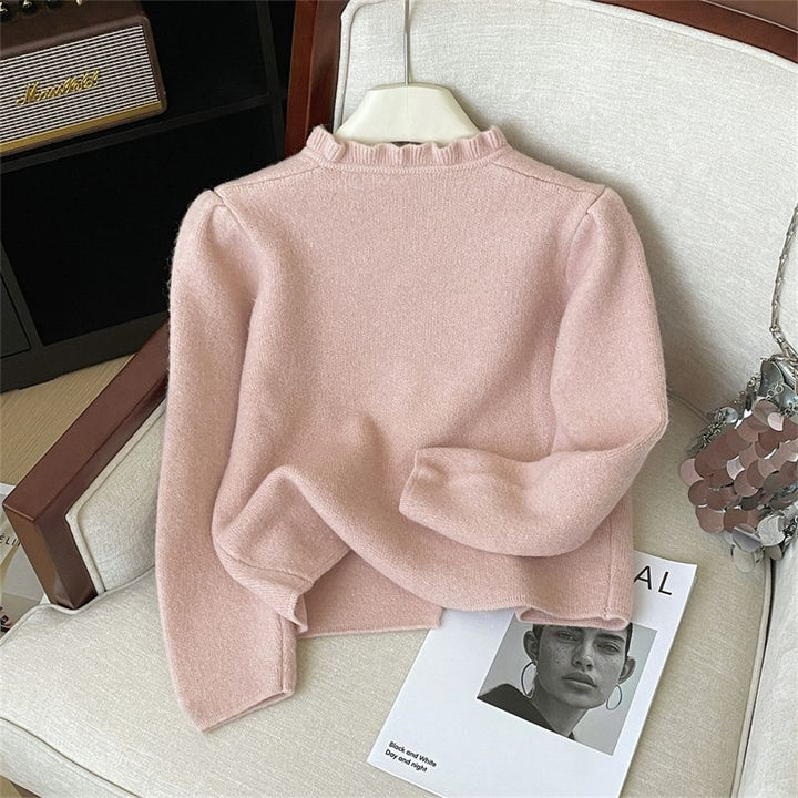 Damen Elegante Strickjacke mit Rüschendetail Echo Archiv