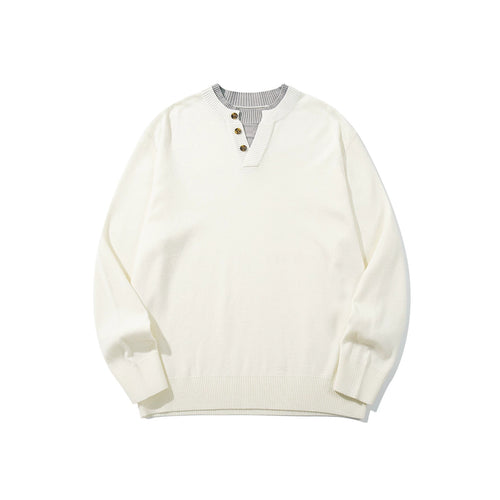 Unisex Gerippter Baumwollmix-Pullover mit Henley-Knopfleiste und Relaxed-Schnitt Echoarchiv