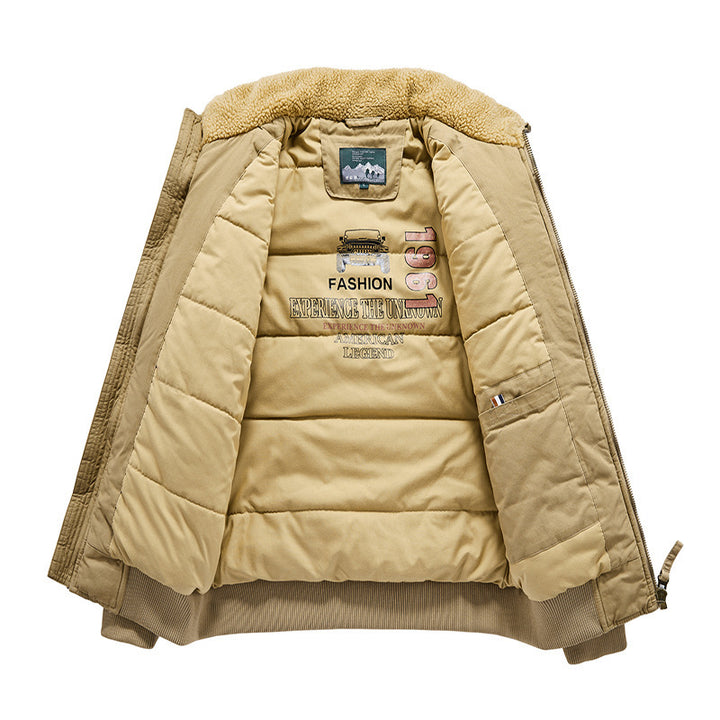 Herren Vintage-Canvas Pilotenjacke mit Teddykragen und wattierter Steppinnenlage Echo Archiv