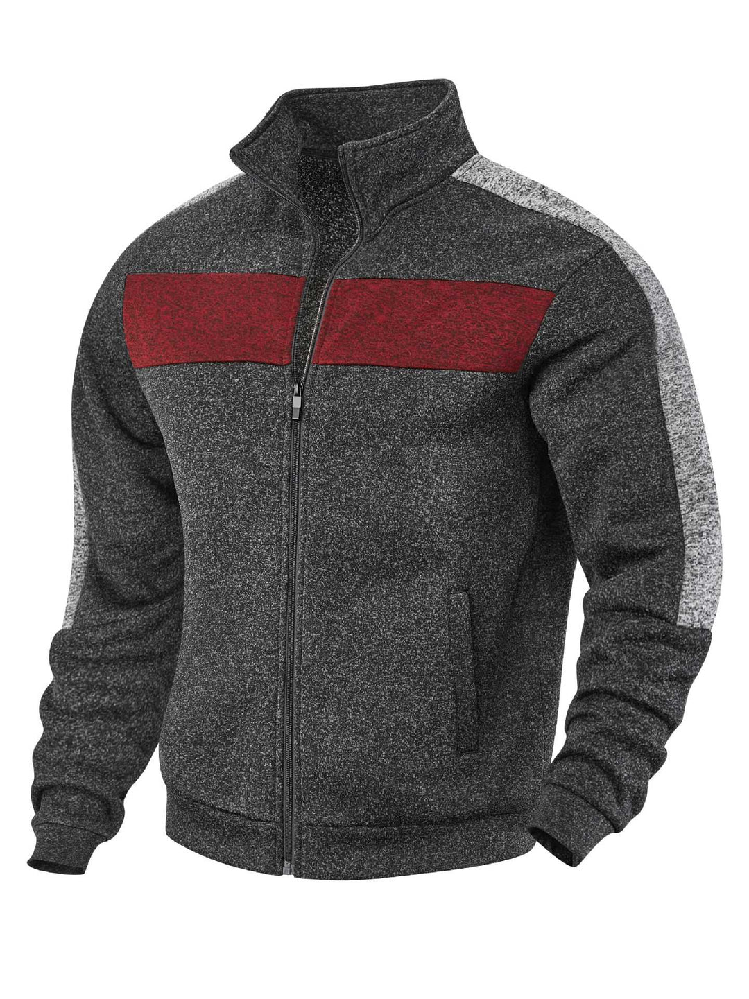 Herren Sportliche Fleecejacke mit hohem Kragen und reflektierenden Akzenten Echoarchiv