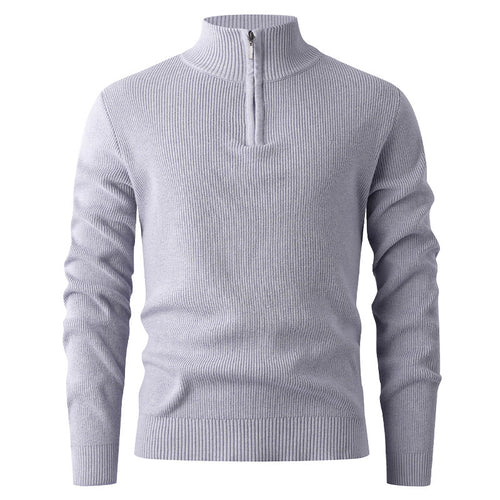 Herren Strickpullover mit halbem Reißverschluss und Rippenstruktur Echoarchiv