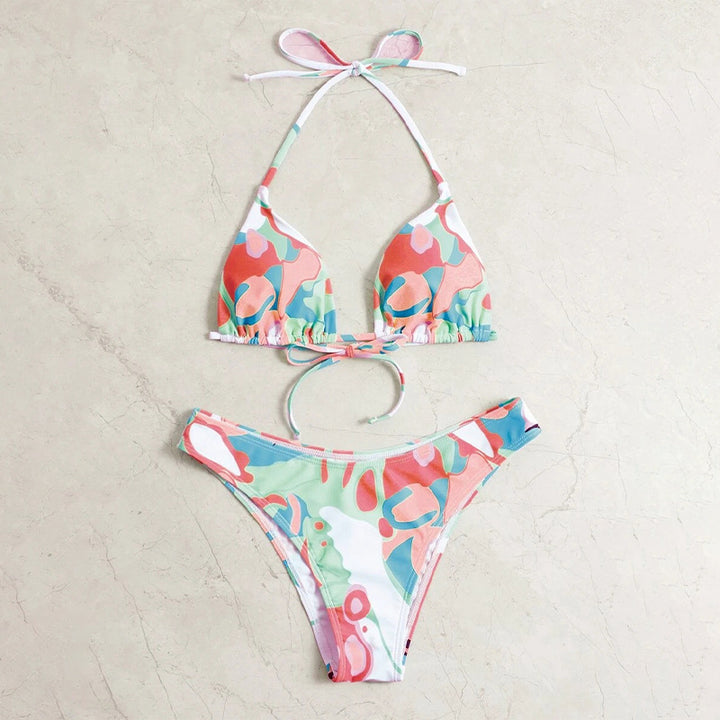 Damen Triangel-Bikini mit verspieltem Muster und verstellbaren Trägern Echo Archiv