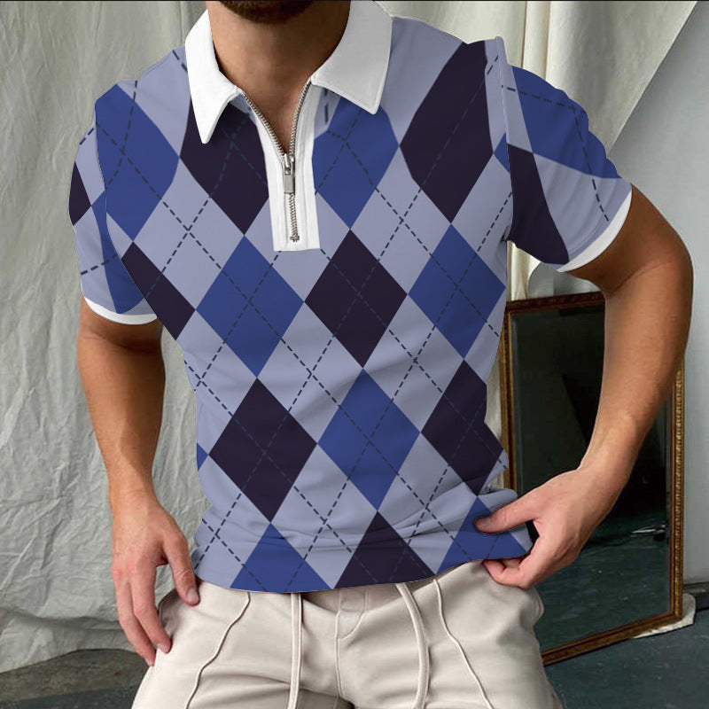 Stylisches Kariertes Kurzarm-Polo-Shirt für Herren Echoarchiv
