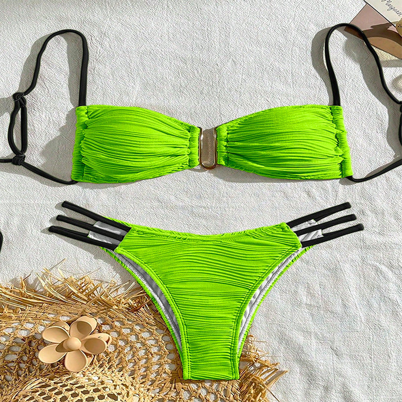 Damen Bandeau-Bikini mit Rüschendesign und dekorativen Trägerdetails Echo Archiv